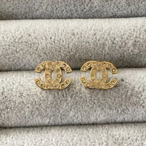Gold Designer Logo Earrings